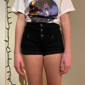 High Waisted Black Denim Jean Short